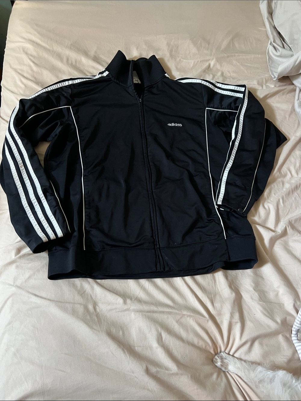 adidas Black Lightweight Track Jacket with White Stripes